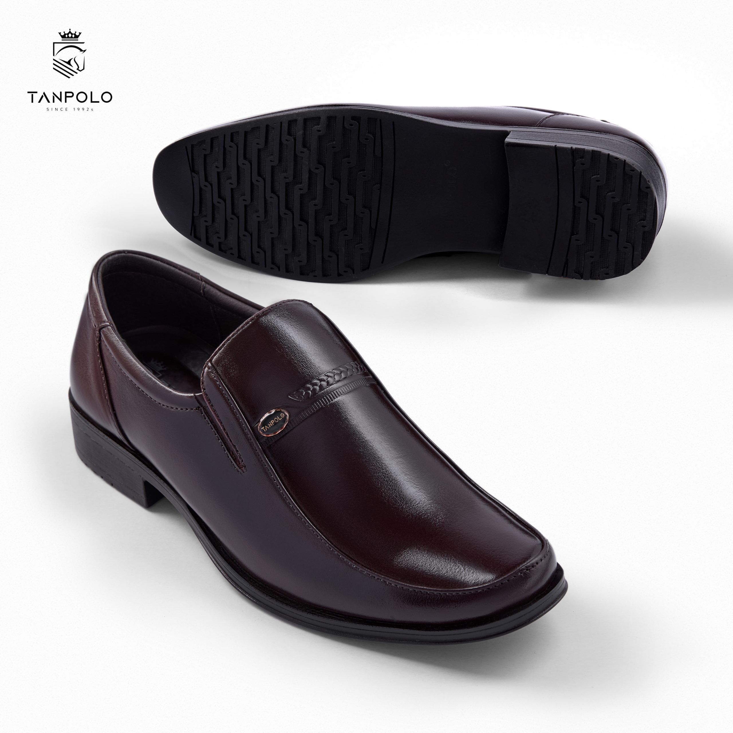 Giày Tây Xỏ Tanpolo Loafer Trơn 8019 9 8019 NÂU 1