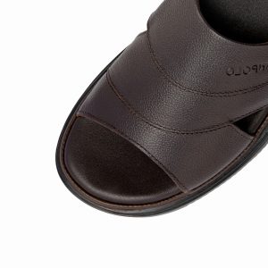 Dép Nam Da Cao Cấp TANPOLO 0132 Dép Quai Chéo Thời Trang, Đế Cao Su Chống Trượt Êm Chân. 13 DÉP BẢN 0132 NÂU 6