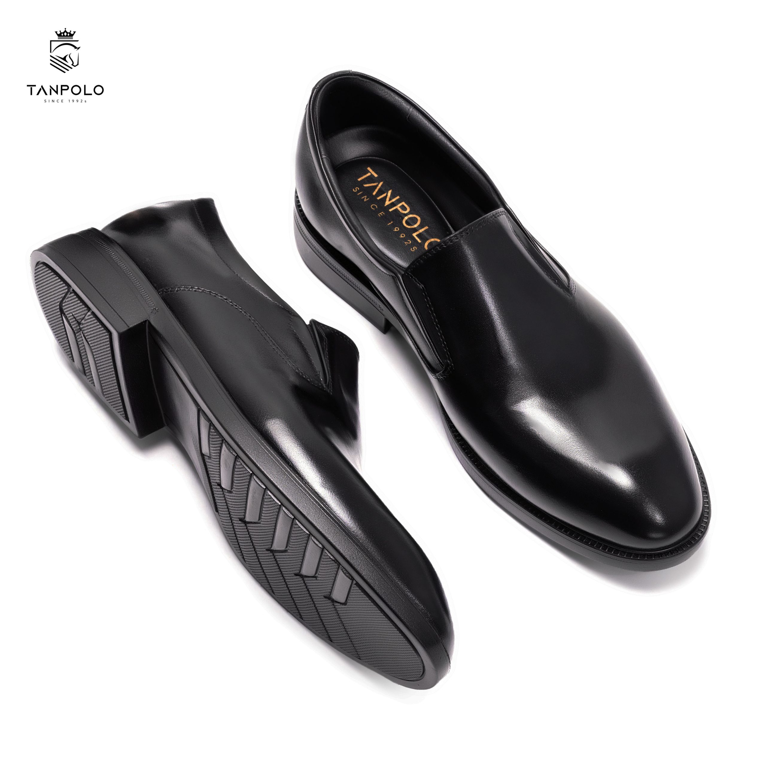 Giày Tây Lười Nam TANPOLO 1040 – Da Bò Thật 6 6Tây 1040 2 Đen