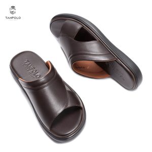 Dép Nam Da Bò Thật TANPOLO 5005 – Đen/Nâu, Đế Cao Su Nguyên Khối 17 17 Dép Bản 5005 2 Nâu