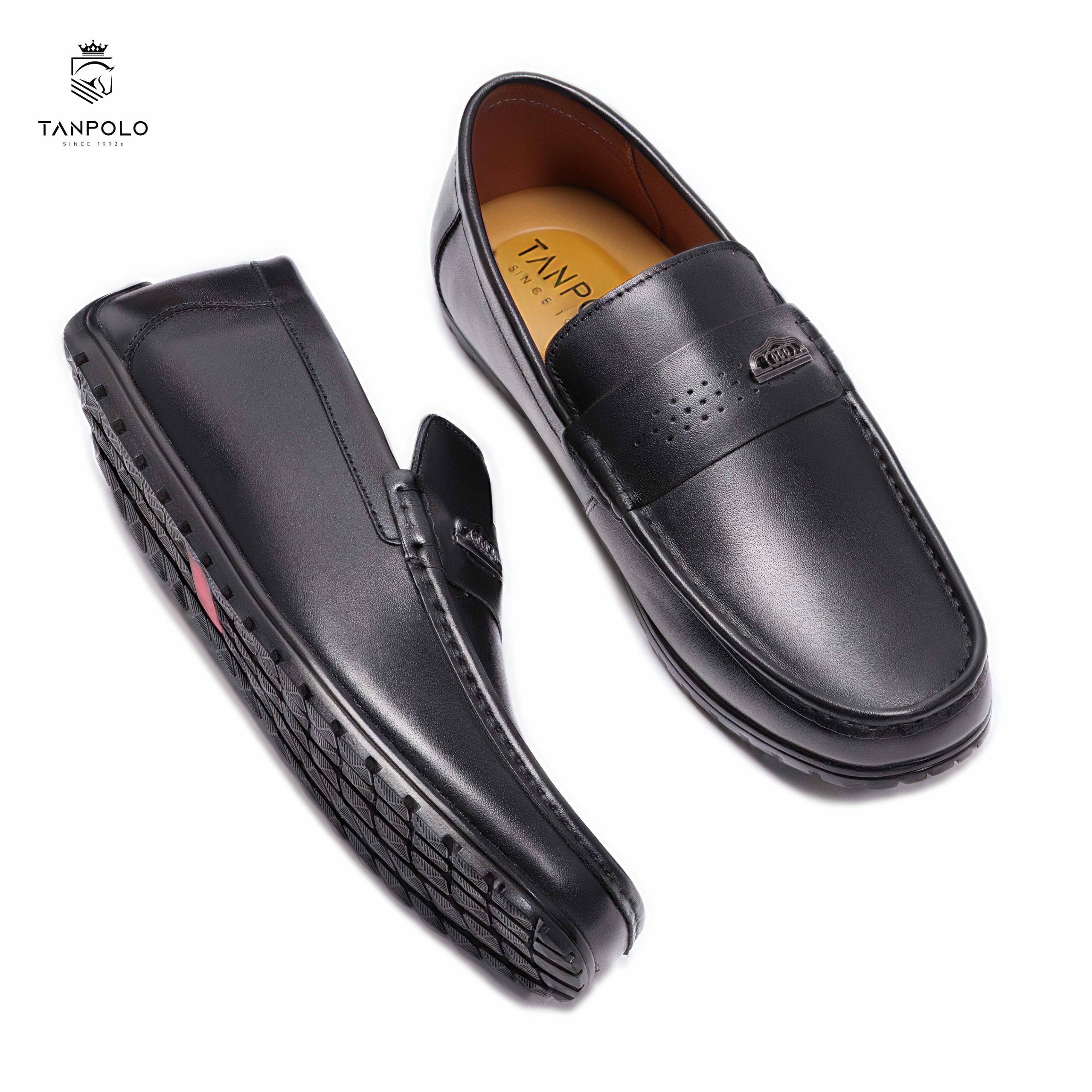 Giày Lười Nam TANPOLO 5986 – Đen/Nâu/Xám/Xanh, Size 38–44 3 Giày Lười Nam TANPOLO 5986 màu Đen