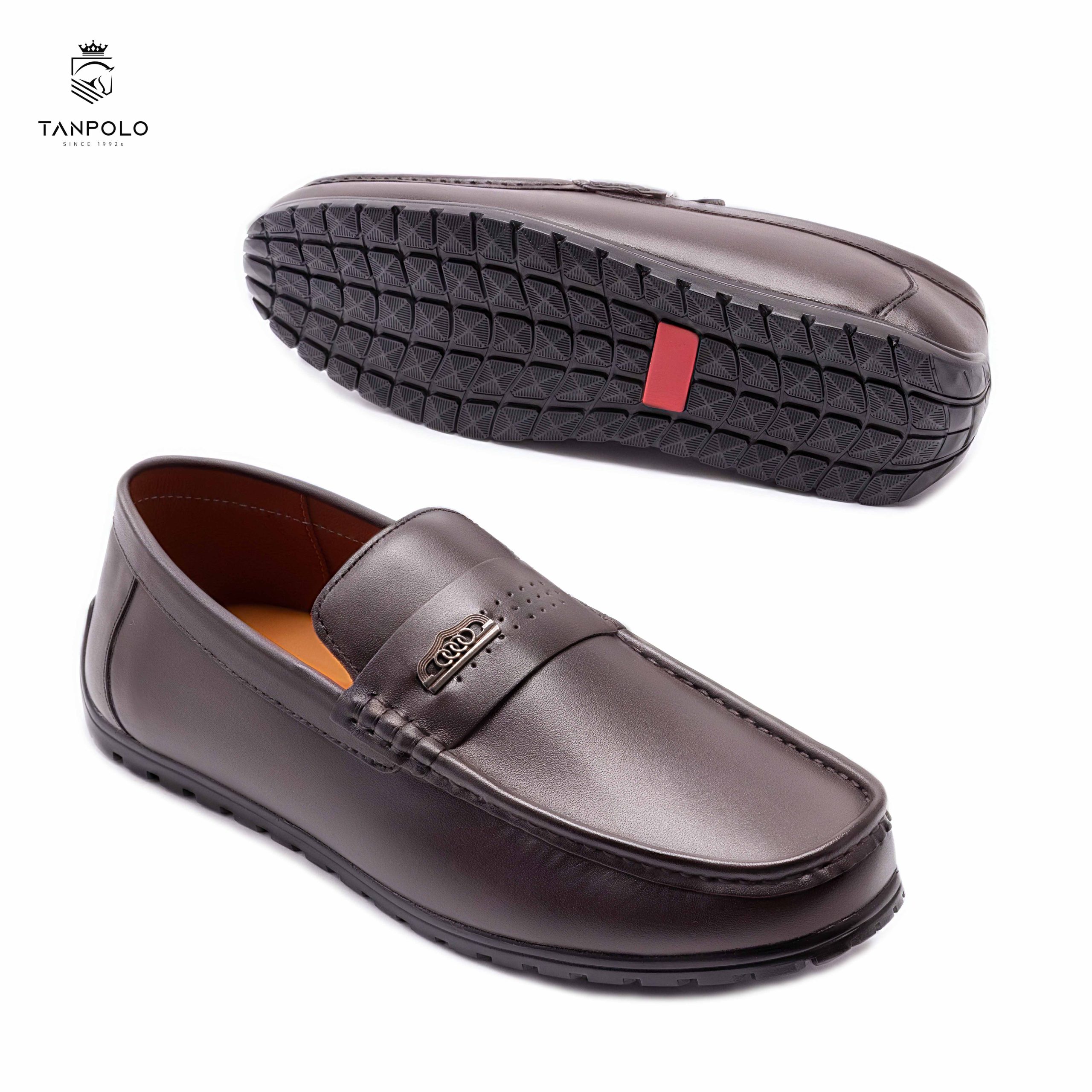 Giày Lười Nam TANPOLO 5986 – Đen/Nâu/Xám/Xanh, Size 38–44 8 Giày Lười Nam TANPOLO 5986 màu Nâu