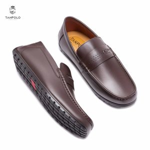 Giày Lười Nam TANPOLO 5986 – Đen/Nâu/Xám/Xanh, Size 38–44 32 Giày Lười Nam TANPOLO 5986 màu Nâu