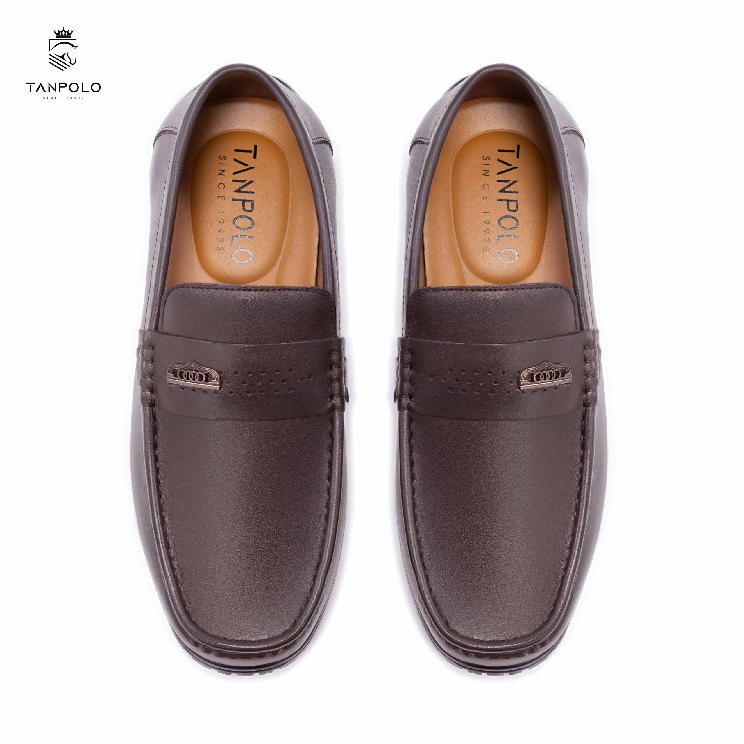 Giày Lười Nam TANPOLO 5986 – Đen/Nâu/Xám/Xanh, Size 38–44 10 Giày Lười Nam TANPOLO 5986 màu Nâu