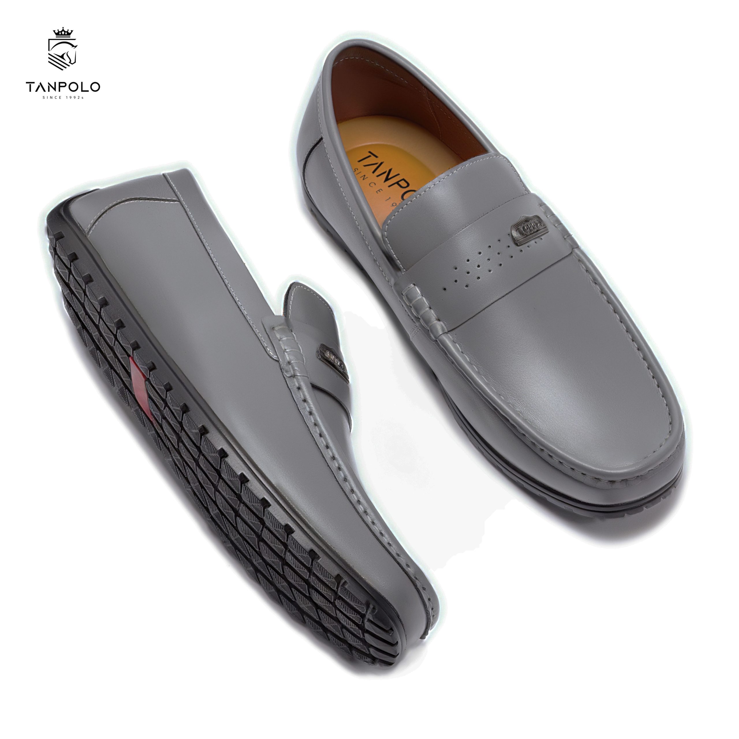 Giày Lười Nam TANPOLO 5986 – Đen/Nâu/Xám/Xanh, Size 38–44 15 Giày Lười Nam TANPOLO 5986 màu Xám