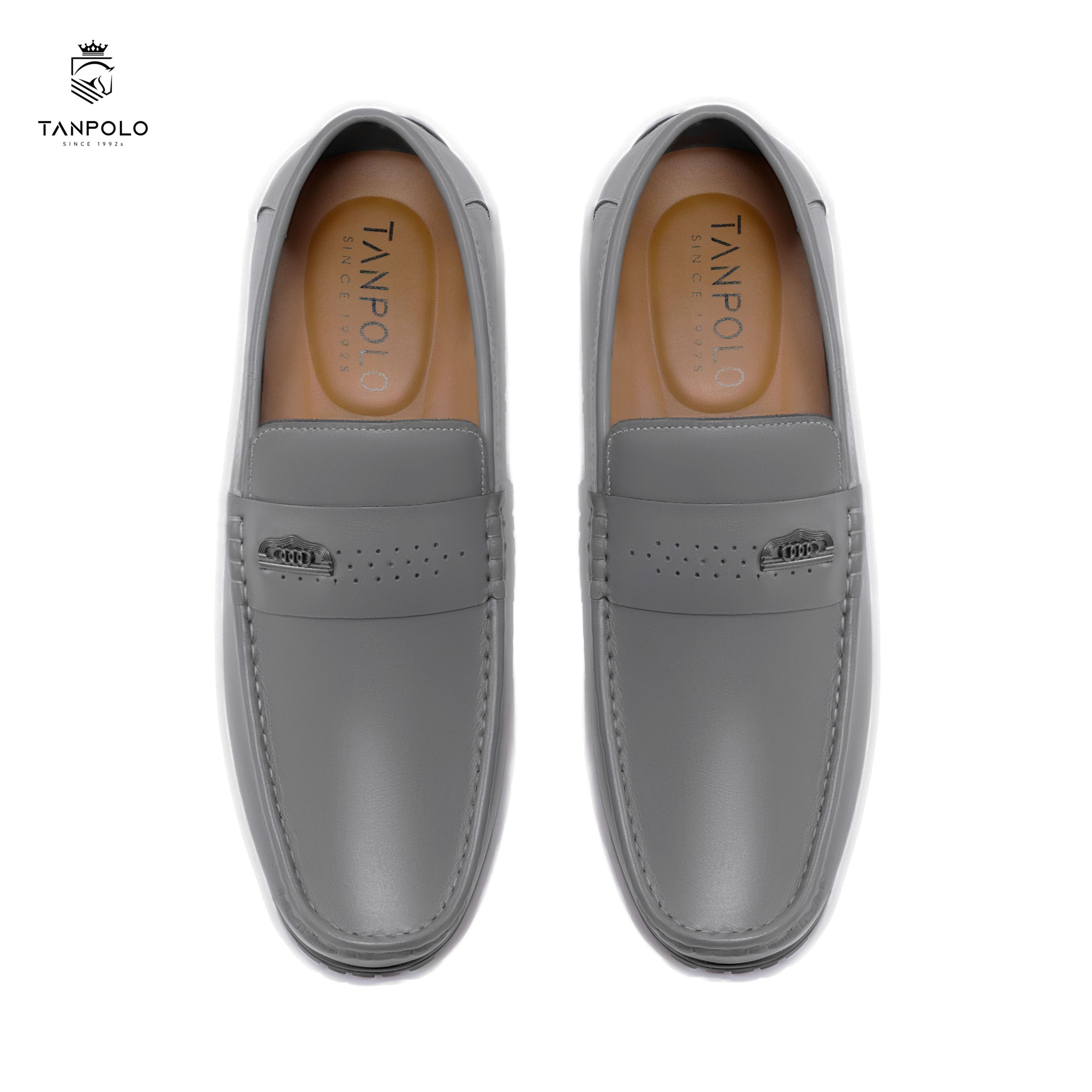 Giày Lười Nam TANPOLO 5986 – Đen/Nâu/Xám/Xanh, Size 38–44 16 Giày Lười Nam TANPOLO 5986 màu Xám
