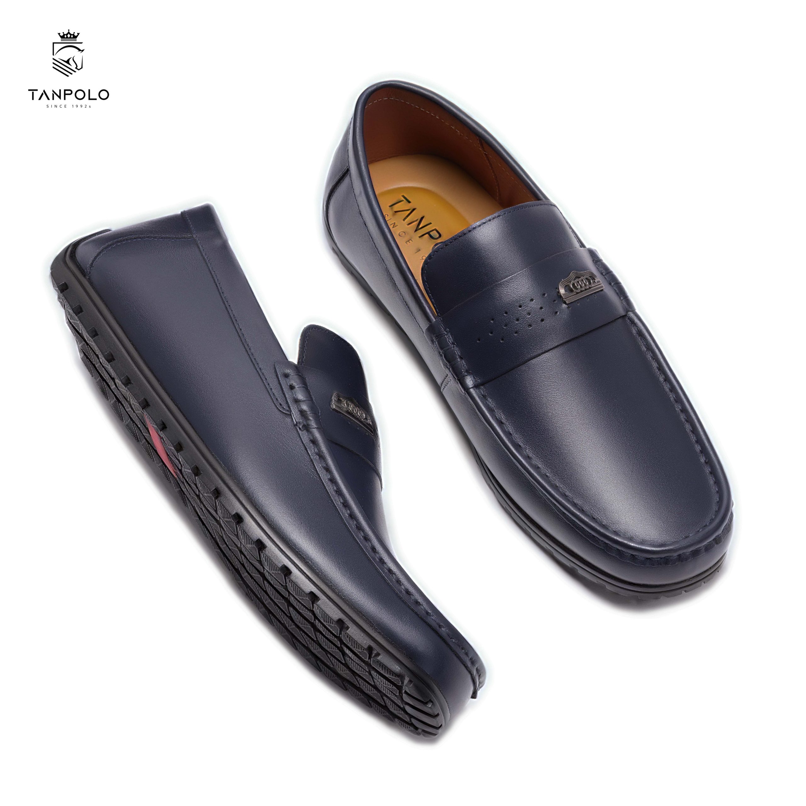 Giày Lười Nam TANPOLO 5986 – Đen/Nâu/Xám/Xanh, Size 38–44 21 Giày Lười Nam TANPOLO 5986 màu Xanh