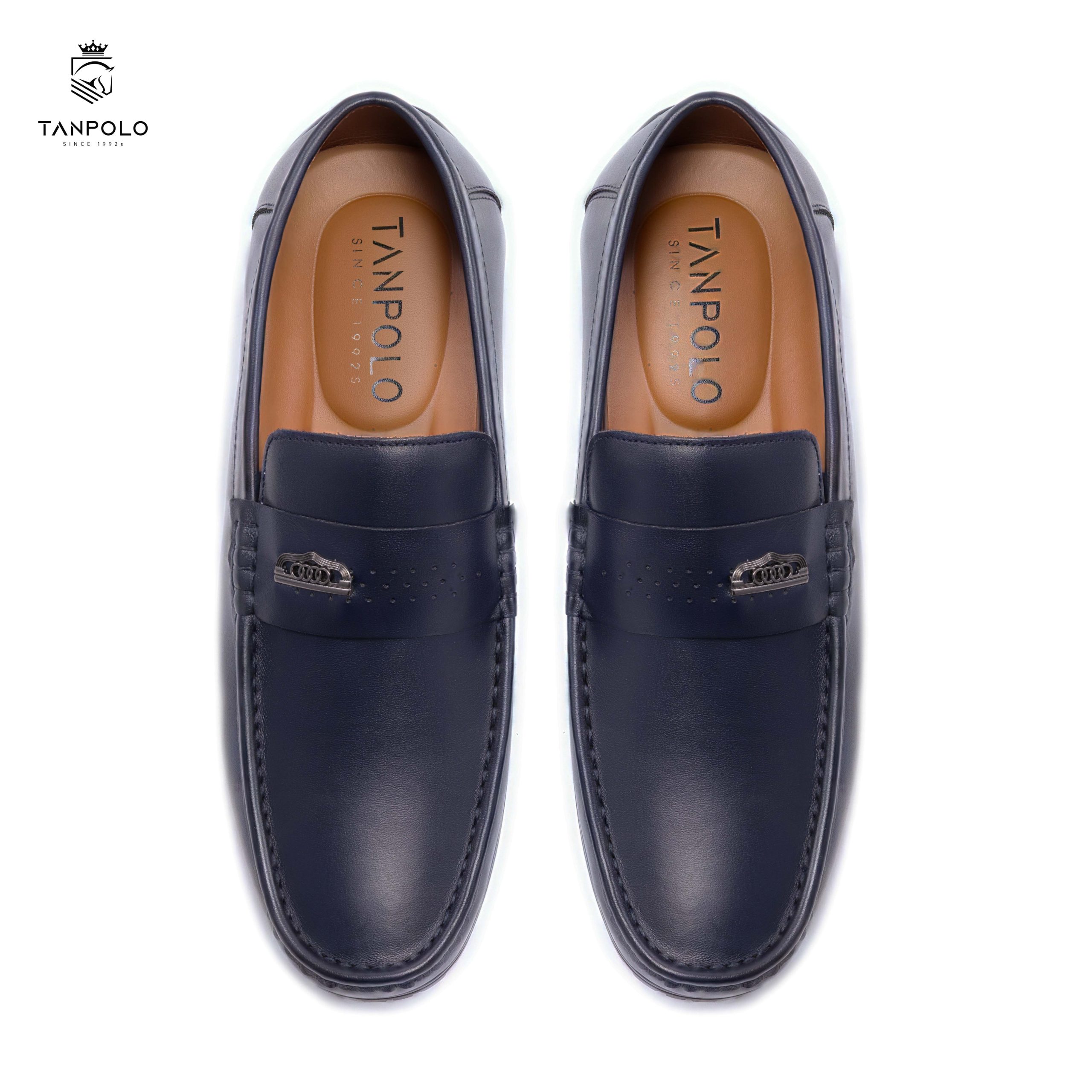 Giày Lười Nam TANPOLO 5986 – Đen/Nâu/Xám/Xanh, Size 38–44 22 Giày Lười Nam TANPOLO 5986 màu Xanh