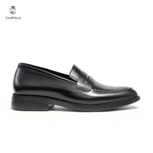 Giày Lười Nam Da Bò Thật TANPOLO 1039 – Đen/Nâu, Đế Cao Su Nguyên Khối. 17 Tây 1039 4 Đen (2)