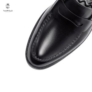 Giày Lười Nam Da Bò Thật TANPOLO 1039 – Đen/Nâu, Đế Cao Su Nguyên Khối. 21 Tây 10396 Đen