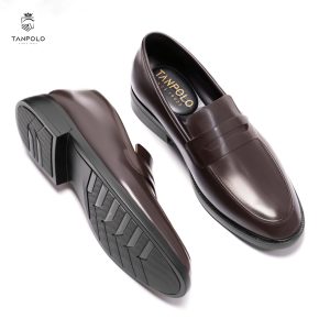 Giày Lười Nam Da Bò Thật TANPOLO 1039 – Đen/Nâu, Đế Cao Su Nguyên Khối. 15 Tây Mọi 1039 2 Nâu