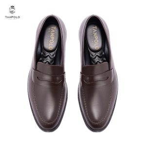 Giày Lười Nam Da Bò Thật TANPOLO 1039 – Đen/Nâu, Đế Cao Su Nguyên Khối. 16 Tây Mọi 1039 3 Nâu