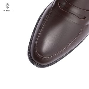 Giày Lười Nam Da Bò Thật TANPOLO 1039 – Đen/Nâu, Đế Cao Su Nguyên Khối. 22 Tây Mọi 1039 6 Nâu